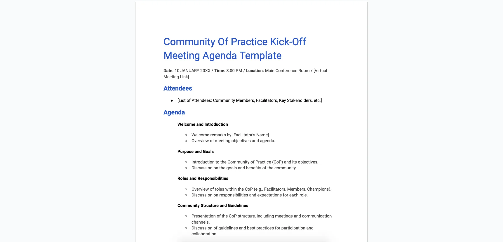 Image 5 for Kick Off Meeting Agenda Template